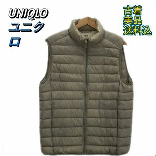 ユニクロ(UNIQLO)のユニクロ アウター ダウンジャケット ベスト 袖なし グレー L 羊革(ダウンジャケット)