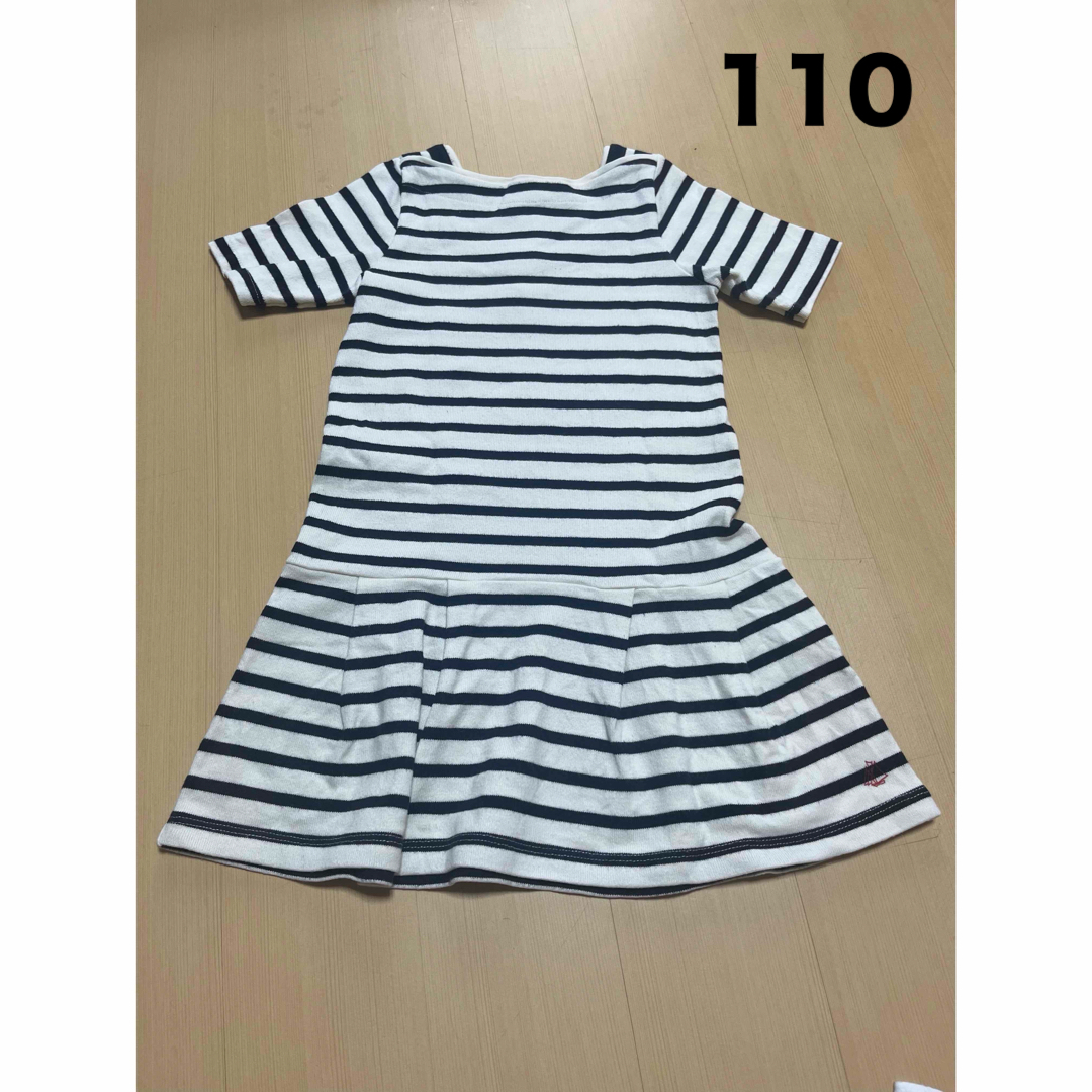 PETIT BATEAU(プチバトー)のプチバトー マリニエール ボーダー ワンピース 110 キッズ/ベビー/マタニティのキッズ服女の子用(90cm~)(ワンピース)の商品写真