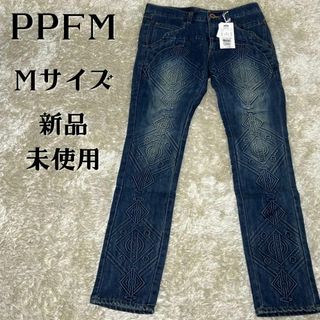 ピーピーエフエム(PPFM)の【新品、未使用】　PPFM インディゴブルー　デニム　エンボス加工　Mサイズ(デニム/ジーンズ)