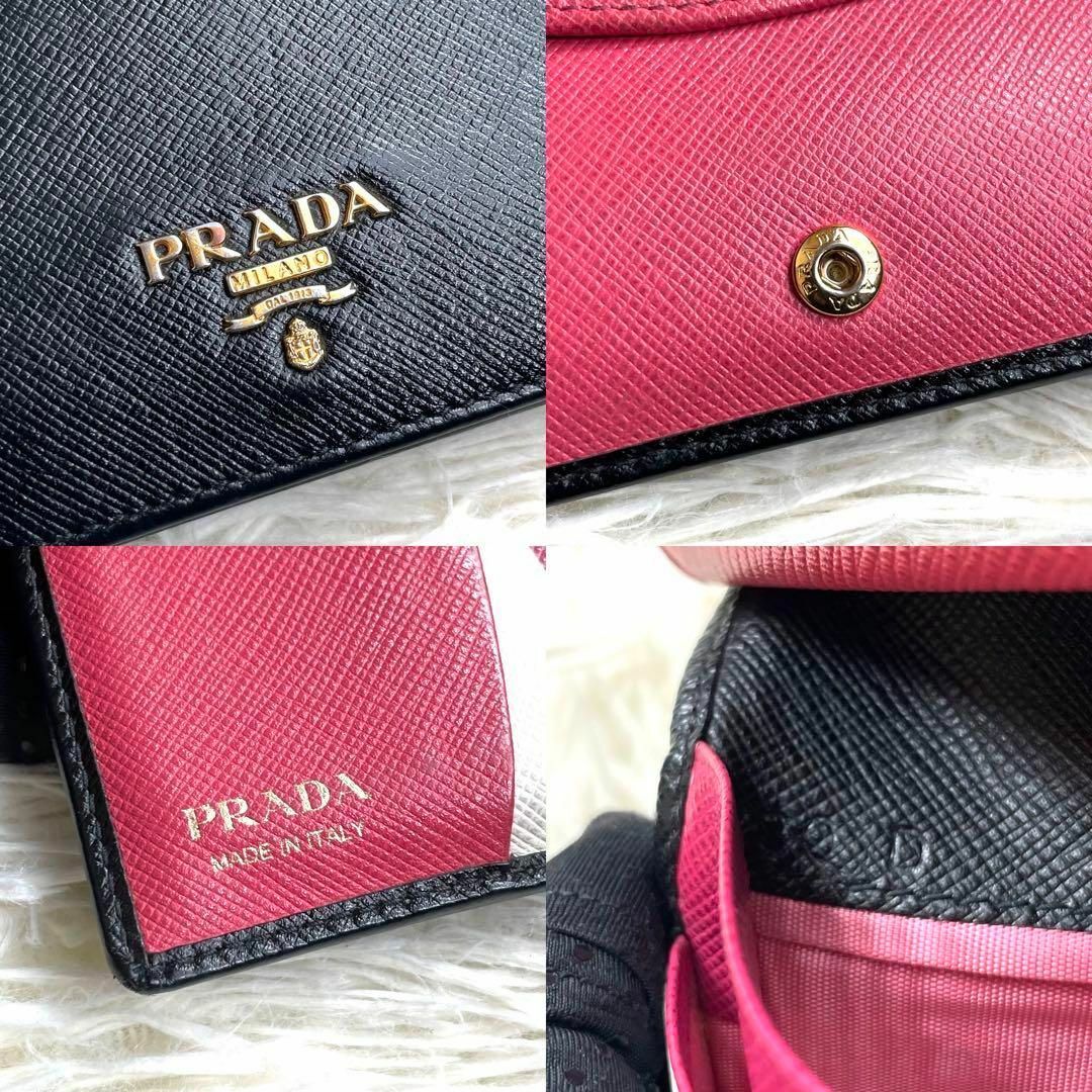 PRADA(プラダ)の⋟人気品⋞ / プラダ サフィアーノバイカラーコンパクトウォレット 1MV204 レディースのファッション小物(財布)の商品写真