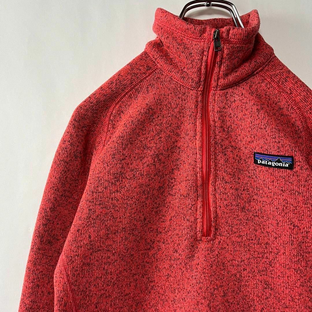 patagonia(パタゴニア)のパタゴニア　シンチラ　フリースジャケット　杢レッド　ハーフジップ　XS 古着 レディースのジャケット/アウター(ブルゾン)の商品写真