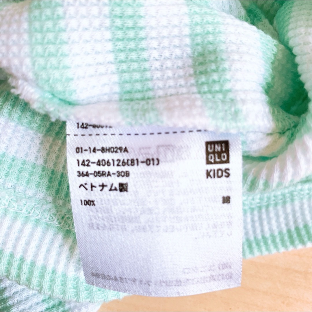 UNIQLO(ユニクロ)のUNIQLO ワッフル ボーダー カットソー 120 長袖 男女兼用 キッズ/ベビー/マタニティのキッズ服女の子用(90cm~)(Tシャツ/カットソー)の商品写真