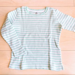 ユニクロ(UNIQLO)のUNIQLO ワッフル ボーダー カットソー 120 長袖 男女兼用(Tシャツ/カットソー)