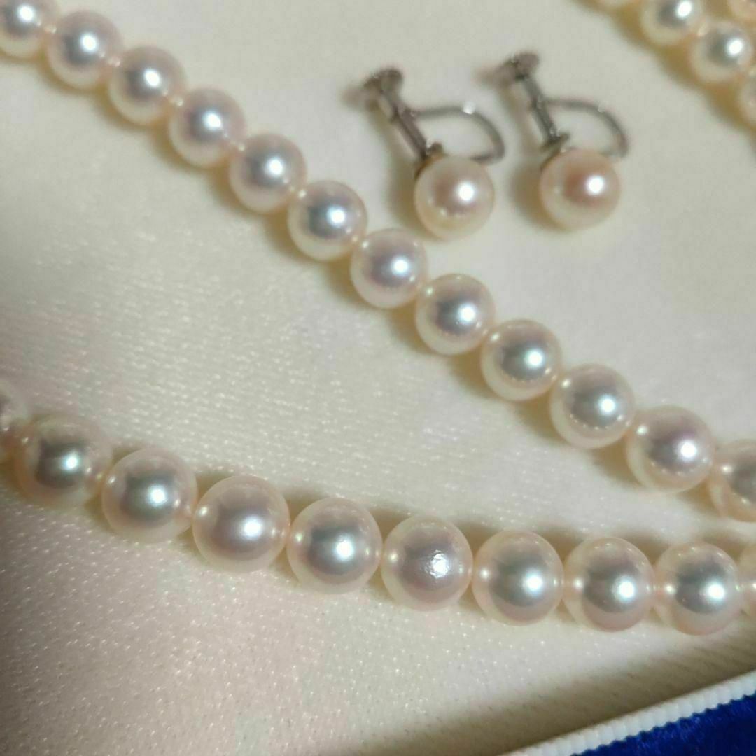 N極美品 パールネックレス イヤリングセット アコヤ真珠silver 6.4mm レディースのアクセサリー(ネックレス)の商品写真