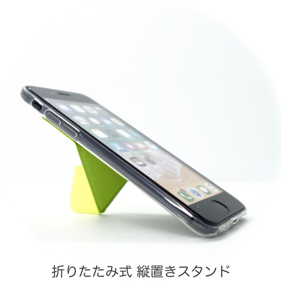 iPhoneケース SE3 SE2 8 7 スマホスタンド スマホグリップ 黄緑 スマホ/家電/カメラのスマホアクセサリー(iPhoneケース)の商品写真