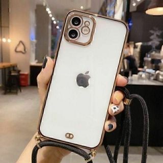 iPhone14 ケース クリアケース クビ掛け 紐(iPhoneケース)