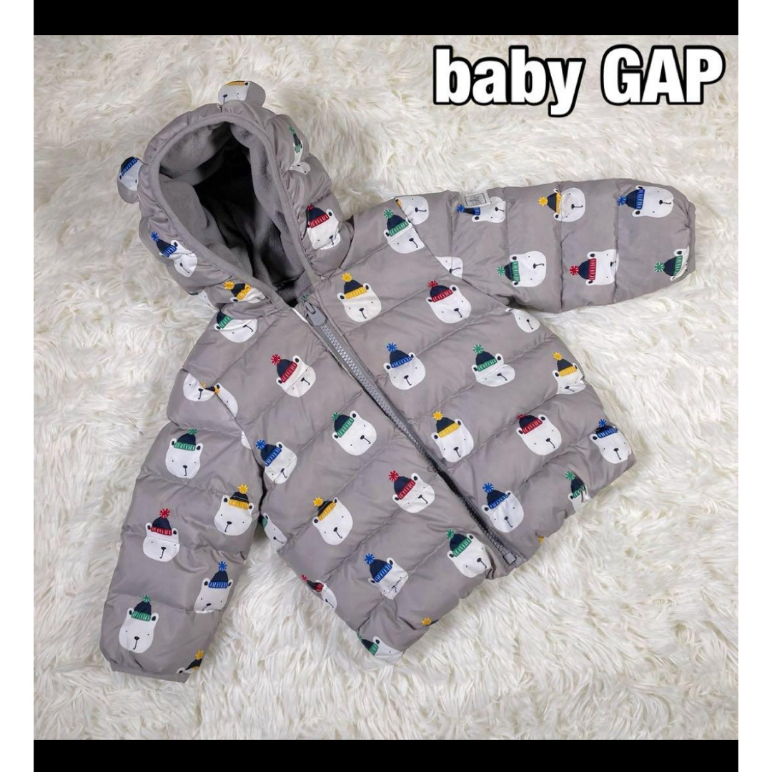 babyGAP(ベビーギャップ)の【baby GAP】クマさん総柄 くま耳フードダウン 18〜24ヶ月 キッズ/ベビー/マタニティのベビー服(~85cm)(ジャケット/コート)の商品写真