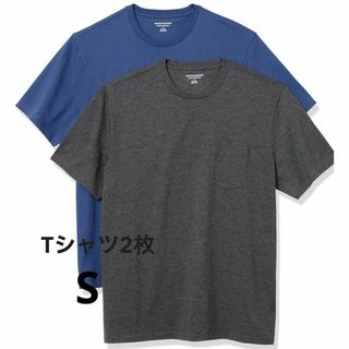 アマゾン(Amazon)のメンズTシャツ 2枚 ポケット付き クルーネック レギュラー半袖 メンズ(Tシャツ/カットソー(半袖/袖なし))