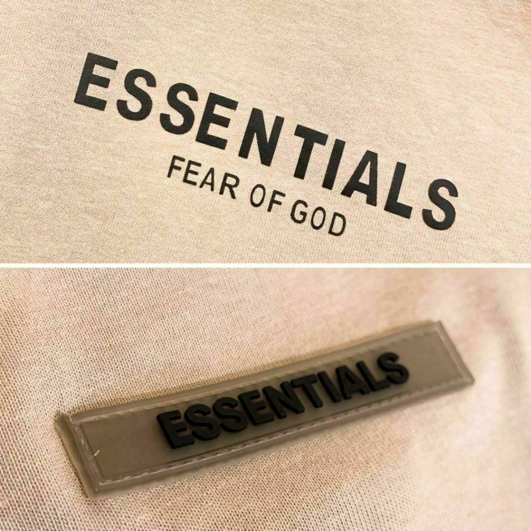 FEAR OF GOD(フィアオブゴッド)の【エッセンシャルズ】ラバー ロゴ 半袖ポロシャツ L ベージュ×グレー 茶色 メンズのトップス(ポロシャツ)の商品写真