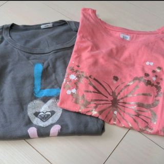 ギャップ(GAP)のロキシー　ギャップ　140 130 Ｔシャツ　2枚セット　女の子　蝶々(Tシャツ/カットソー)