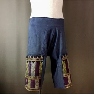 ★used★モン族★藍染古布刺繍サルエル風ハーフ?パンツ★(サルエルパンツ)