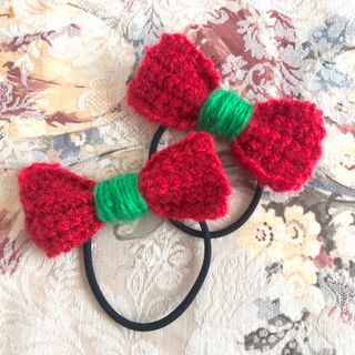 リボンの髪ゴム ハンドメイド 2個セット(ヘアアクセサリー)