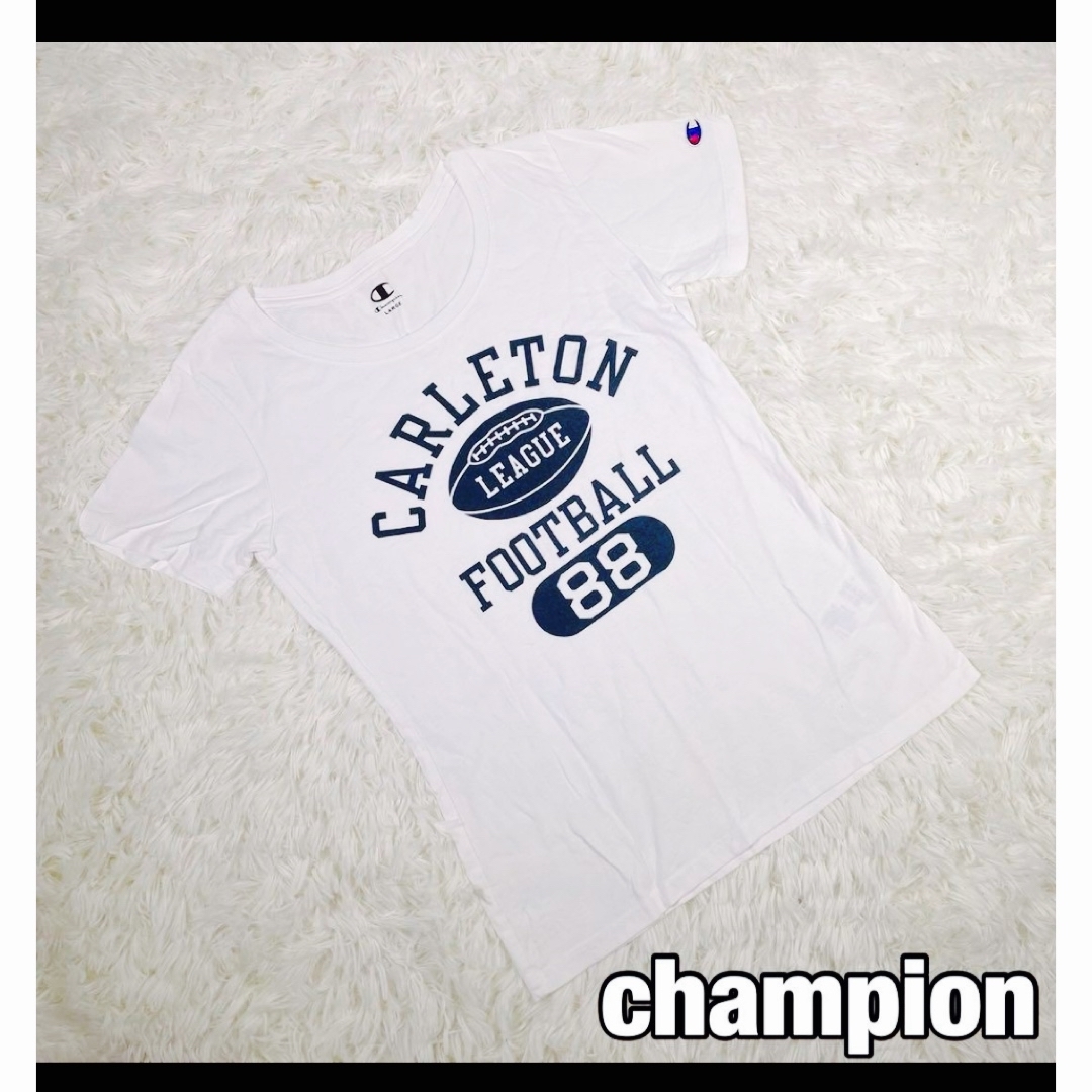 Champion(チャンピオン)の【champion】チャンピオン CARLETON アメフト柄tシャツ 白ティー レディースのトップス(Tシャツ(半袖/袖なし))の商品写真