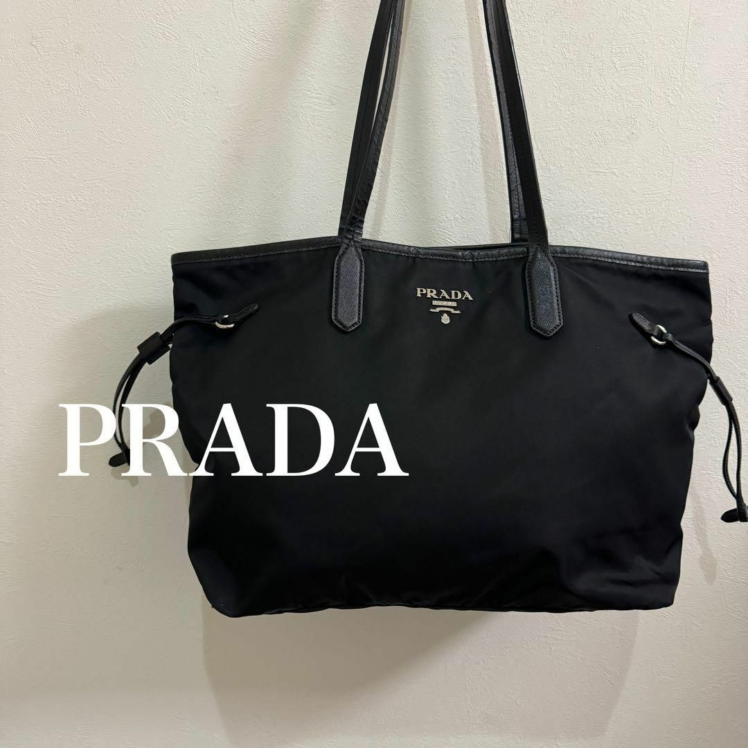 PRADA(プラダ)のくうに様PRADA  プラダ　トートバッグ　A4収納可　ナイロン　レザー　肩掛け レディースのバッグ(トートバッグ)の商品写真