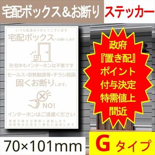 宅配ボックス＆お断りを一石二鳥で解決するステッカーG 政府ポイント決定(玄関収納)