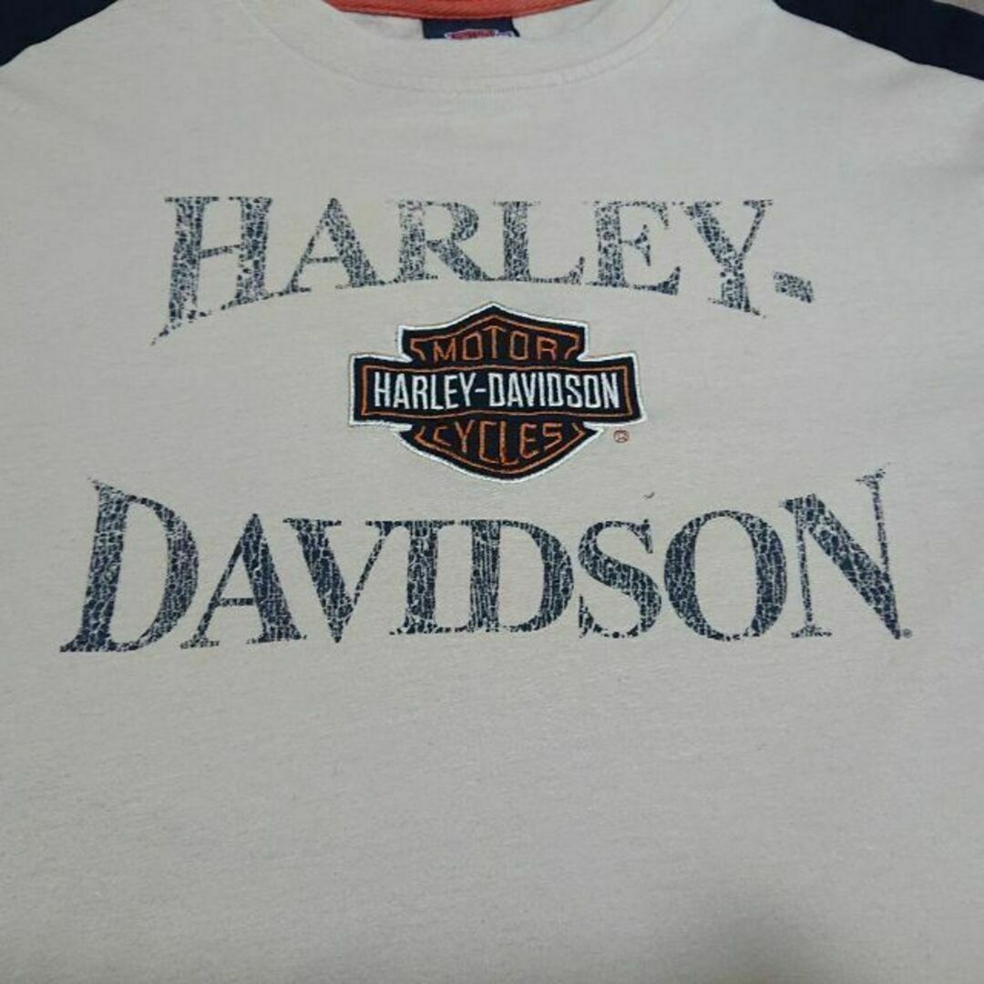 Hurley(ハーレー)のHarley Davidson 刺繍 ビッグプリント ロンT 古着 ハーレー メンズのトップス(Tシャツ/カットソー(七分/長袖))の商品写真