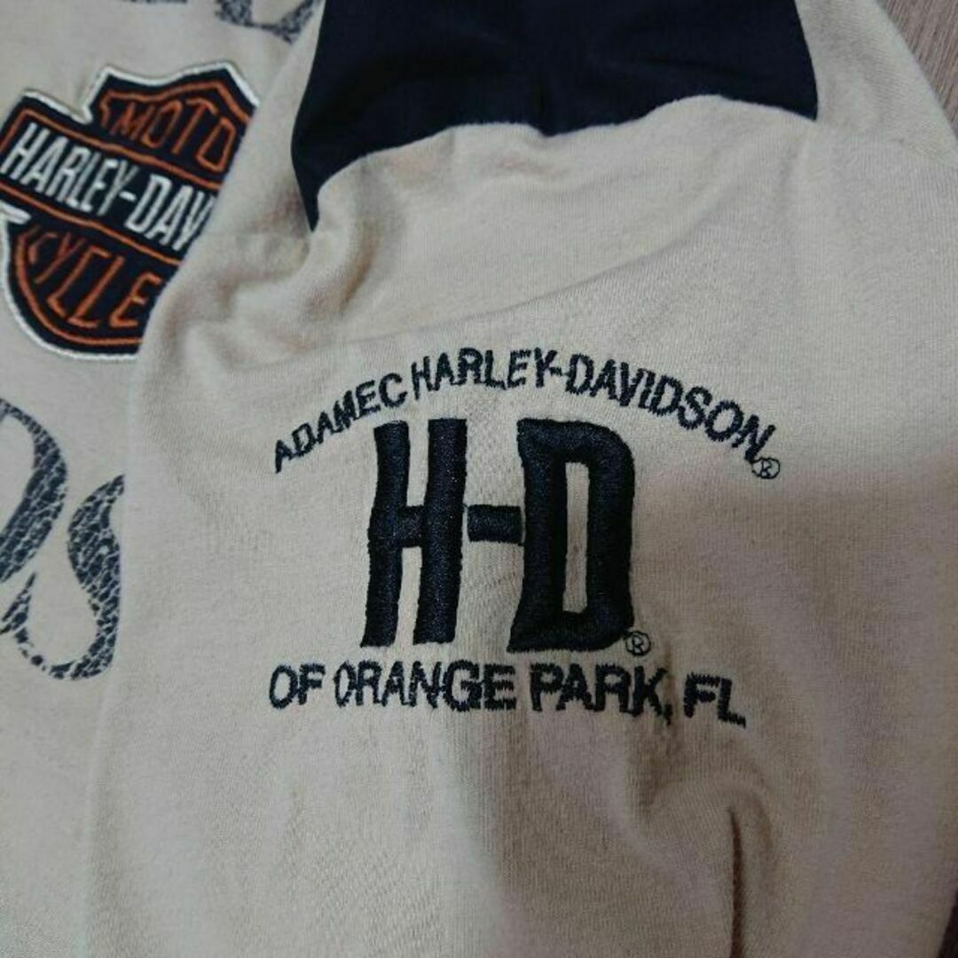 Hurley(ハーレー)のHarley Davidson 刺繍 ビッグプリント ロンT 古着 ハーレー メンズのトップス(Tシャツ/カットソー(七分/長袖))の商品写真