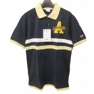 チャンピオン(Champion)のチャンピオン タグ付 鹿の子ポロシャツ カットソー フロッキープリント 切替 L(ポロシャツ)