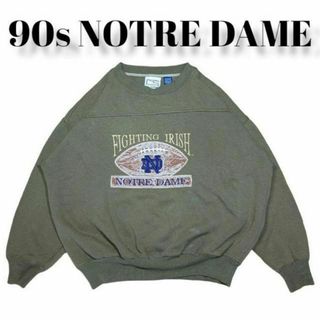 90s NOTRE DAME カレッジ ロゴ 刺繍 スウェットトレーナー 古着(スウェット)