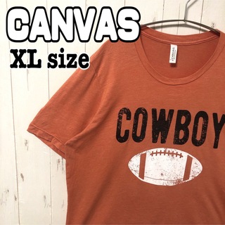 CANVAS プリントtシャツ 半袖 オレンジ COWBOY XLサイズ 古着(Tシャツ/カットソー(半袖/袖なし))
