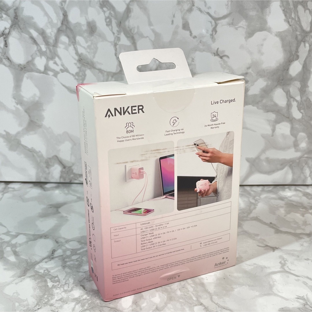 Anker(アンカー)の未開封　Anker PowerBank  限定カラー　アンカー　パワーバンク　桜 スマホ/家電/カメラのスマートフォン/携帯電話(バッテリー/充電器)の商品写真