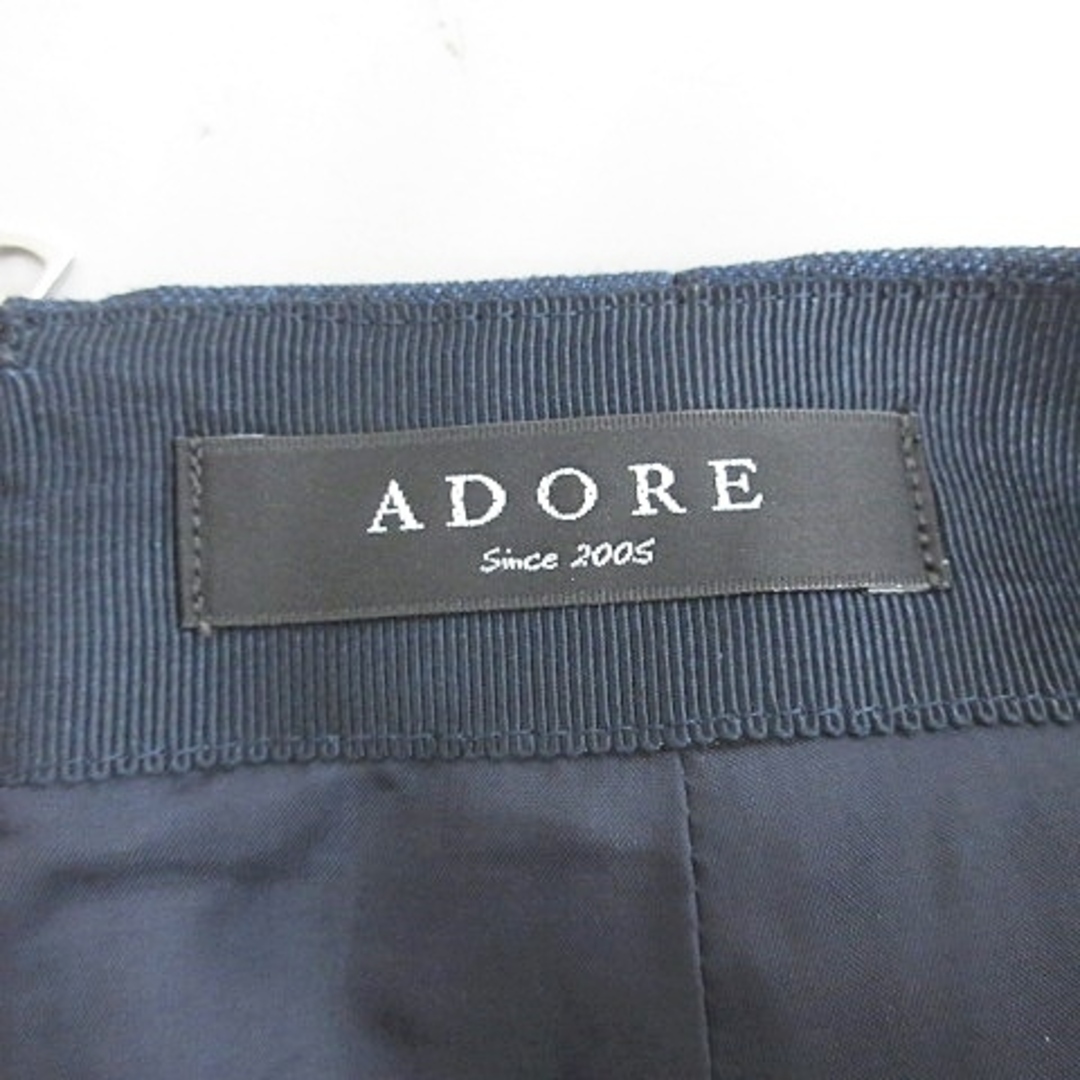 ADORE(アドーア)のアドーア ADORE スカート ひざ丈 フレアー ライン リネン ネイビー 38 レディースのスカート(ひざ丈スカート)の商品写真