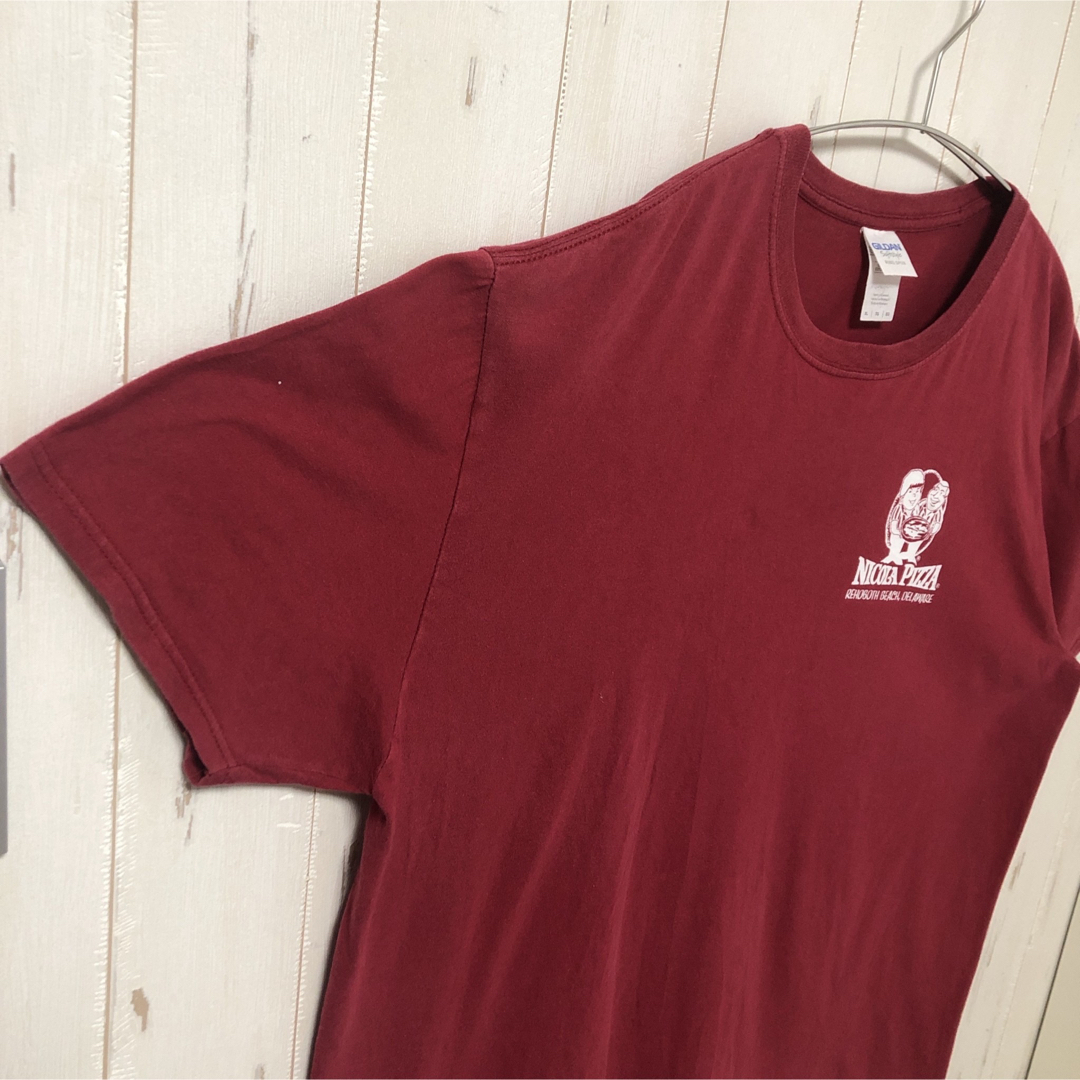 GILDAN(ギルタン)のGILDAN ギルダン ピザ バックプリント Tシャツ 半袖 赤 XL 海外古着 メンズのトップス(Tシャツ/カットソー(半袖/袖なし))の商品写真