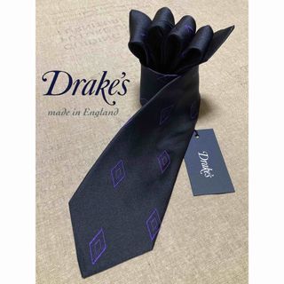 ドレイクス(DRAKES)の【新品】Drake's／ドレイクス／スクエア／ネイビー×パープル(ネクタイ)