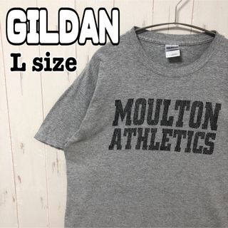 ギルタン(GILDAN)のGILDAN ギルダン グレー tシャツ Lサイズ 英字 半袖 メンズ 海外古着(Tシャツ/カットソー(半袖/袖なし))