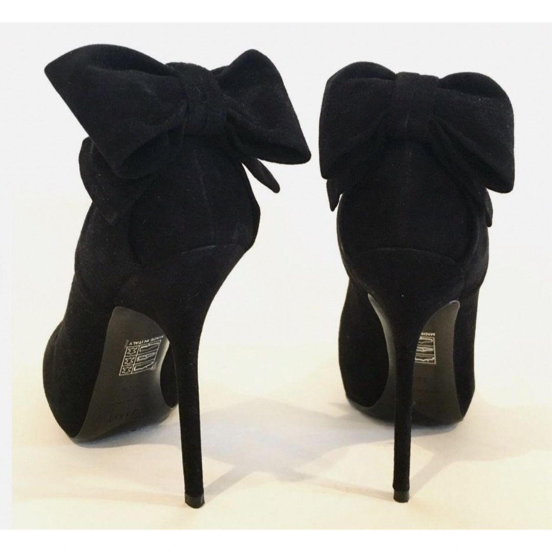 Christian Dior(クリスチャンディオール)のChristian Dior リボンスウェードパンプス 黒 サイズ35 レディースの靴/シューズ(ハイヒール/パンプス)の商品写真