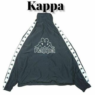 Kappa - Kappa ナイロンジャケット ジャージ ビッグロゴ 刺繍 古着 カッパ 黒