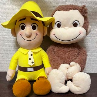 セガ(SEGA)のおさるのジョージ 赤いほっぺ Lぬいぐるみ ジョージ＆黄色い帽子のおじさん(キャラクターグッズ)