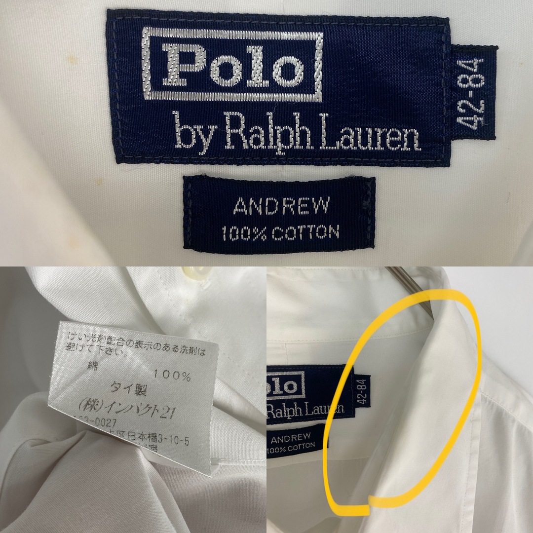 POLO RALPH LAUREN(ポロラルフローレン)の【ポロラルフローレン　長袖シャツ　シンプル　白　古着】 メンズのトップス(シャツ)の商品写真