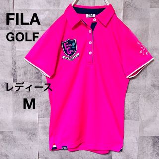 フィラ(FILA)の【美品】フィラゴルフポロシャツ　レディースM ピンク　ゴルフウェア(ウエア)