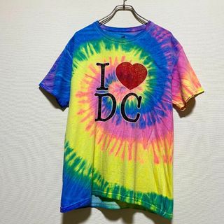 ヘインズ(Hanes)のアメリカ古着　タイダイ　半袖　Tシャツ　I LOVE DC　ハートマーク　J38(Tシャツ/カットソー(半袖/袖なし))