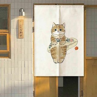 のれん 風に吹かれるねこ 送料無料 新品(のれん)