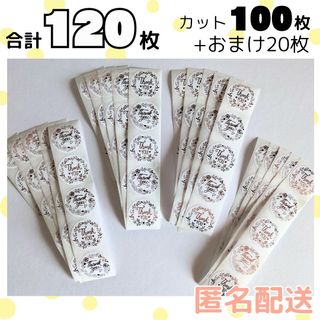 【合計120枚】おまけ付き サンキューシール ホログラム 花柄 ハート カット(シール)