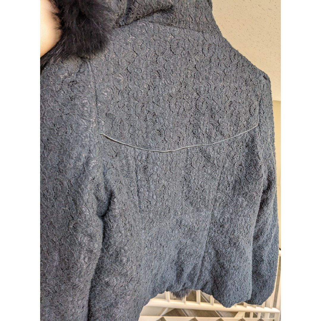 M　レース ショート丈　ジャケット　アウター　洗える　フード rew　ファー レディースのジャケット/アウター(ブルゾン)の商品写真