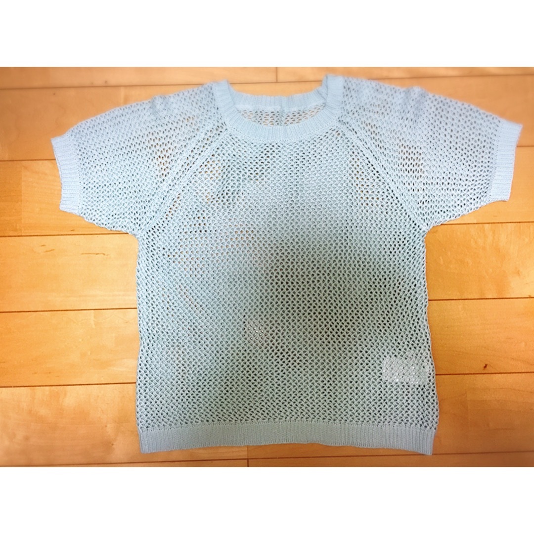 WEGO(ウィゴー)のWEGO/ レディース ざっくり編み半袖ニット  ライトブルー レディースのトップス(ニット/セーター)の商品写真