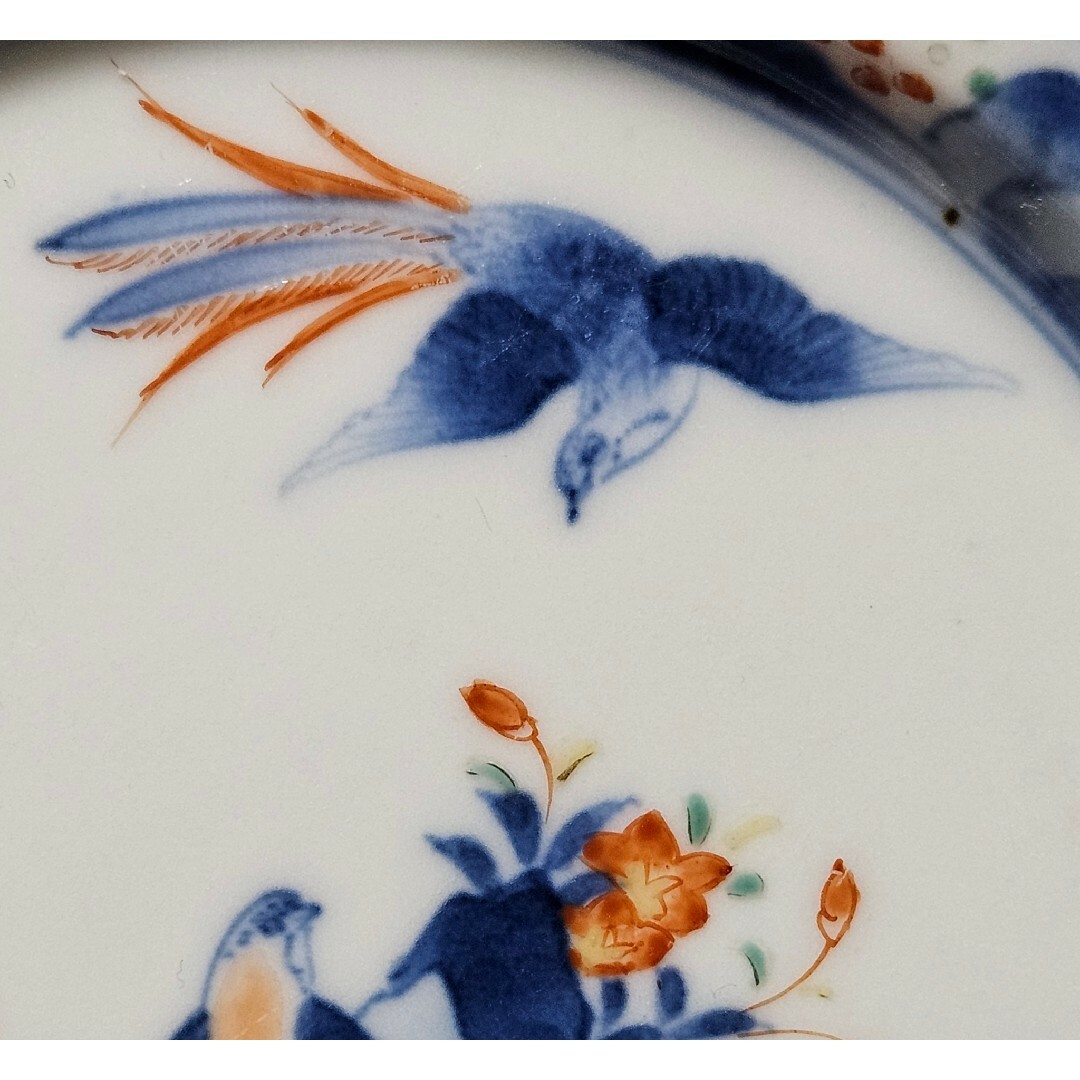 名品❗】江戸時代後期 柿右衛門様式 染錦 双鳥に 梅花 紅葉 赤花 名品❗】江戸時代後期 柿右衛門様式 染錦 双鳥に 梅花 紅葉 赤花