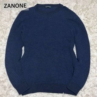 ZANONE - 美品・XL✨ザノーネ 高級 アルパカ混 上質ウール ニット セーター ネイビー