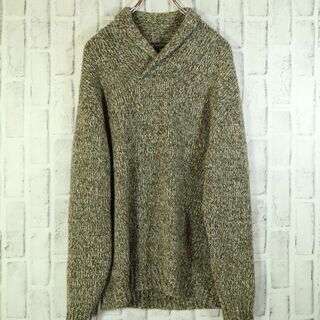 【高級】ショールカラーセーター ニット アルパカ使用 ブラウングリーン 日本製(ニット/セーター)