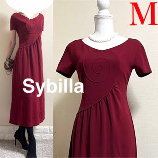 シビラ(Sybilla)のシビラ　Sybilla サークル　ドレス　ロングワンピース  半袖　M ボルドー(ロングワンピース/マキシワンピース)