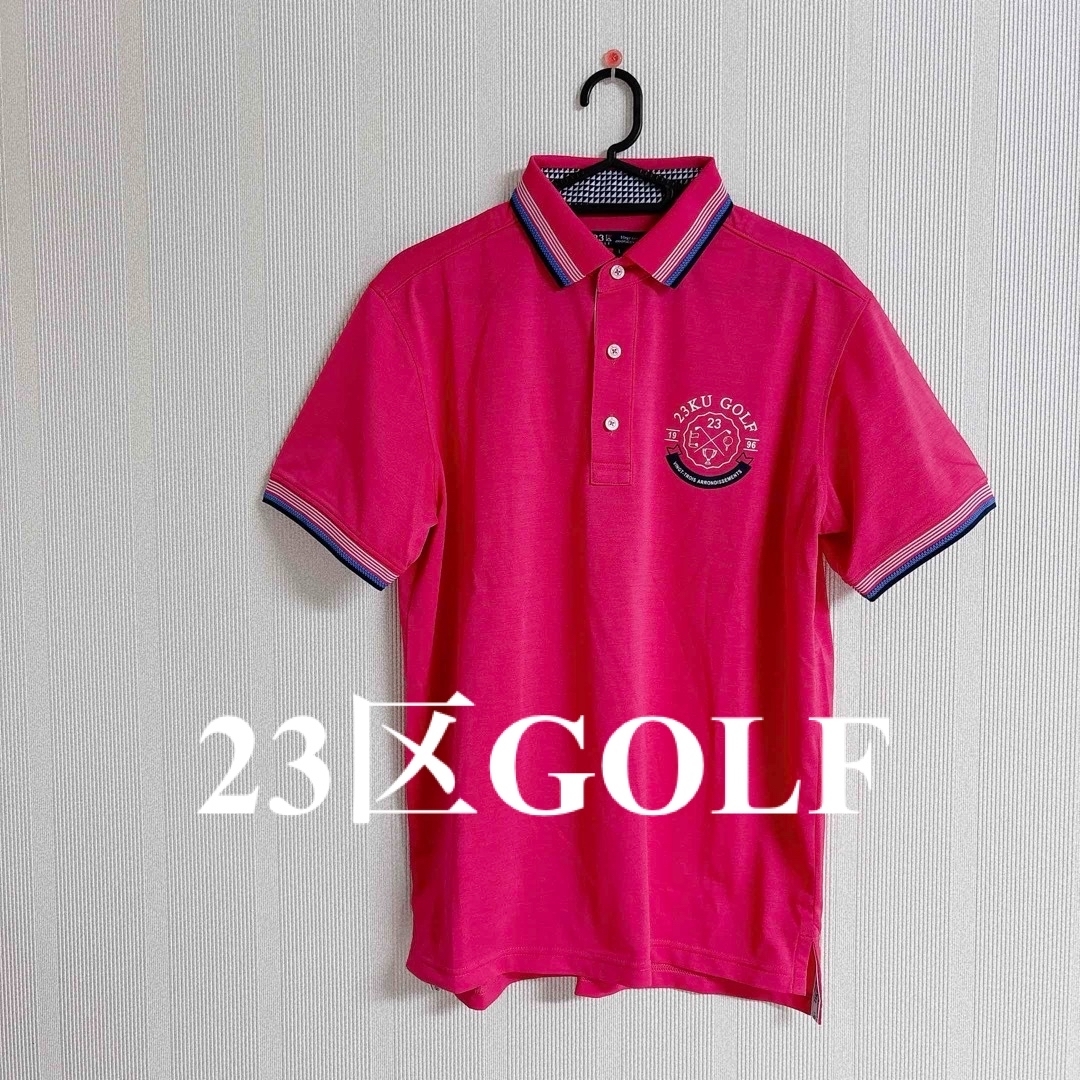 23区スポーツ ポロシャツ 半袖 赤みピンク ゴルフ メンズ L - メンズウェア