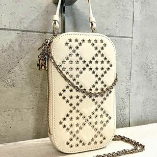 クリスチャンディオール(Christian Dior)の［新作・極美品］DIOR フォンホルダー　レディディオール　カナージュ　スタッズ(ショルダーバッグ)