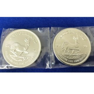 クルーガーランド銀貨2021(1オンス)(新品、未使用) 2枚 NO.2(貨幣)