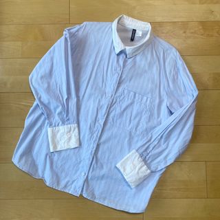 エイチアンドエム(H&M)のH&M ストライプシャツ L(シャツ/ブラウス(長袖/七分))