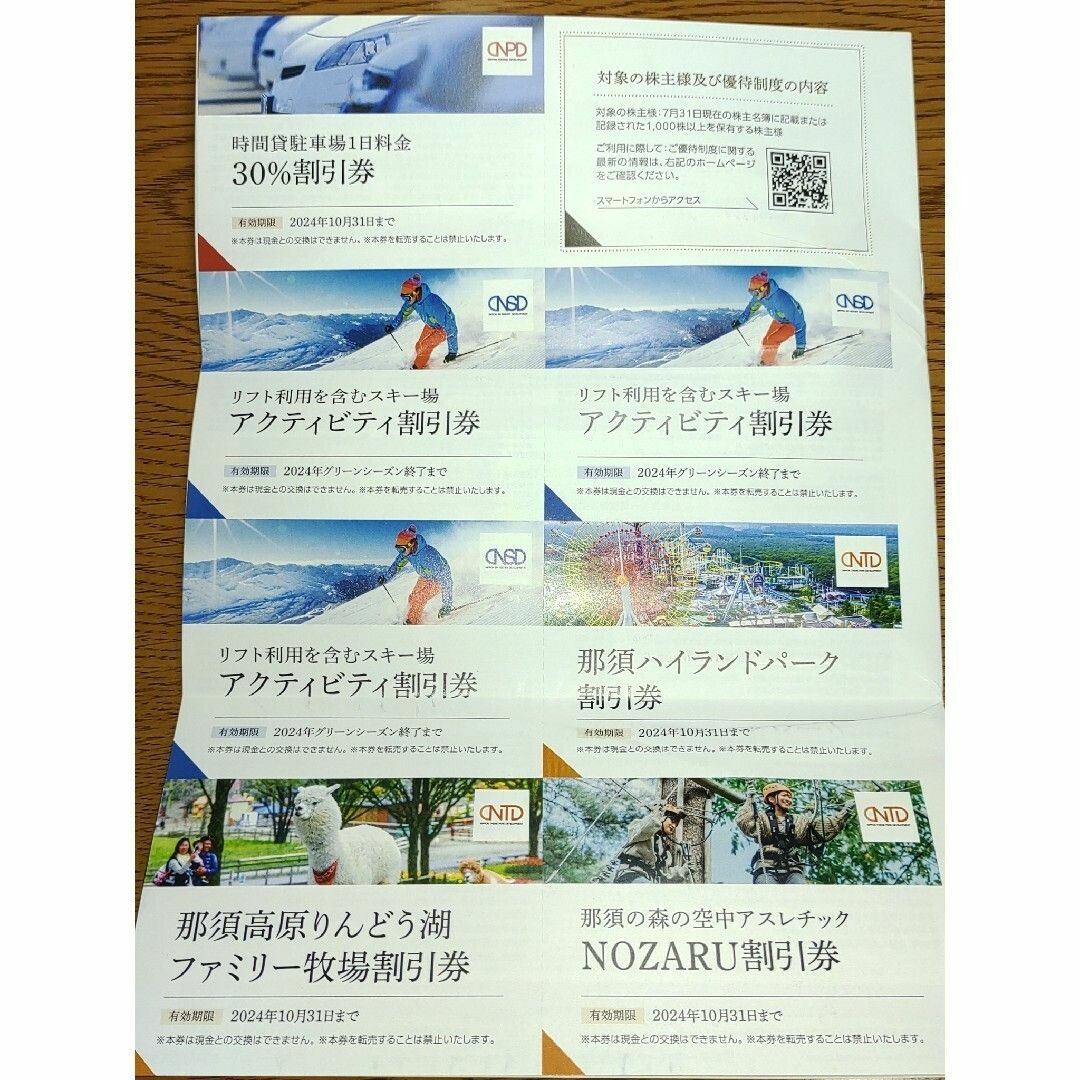 1冊★日本駐車場開発 株主優待券★スキーリフト割引券駐車場割引券他クーポン多数B チケットの施設利用券(その他)の商品写真