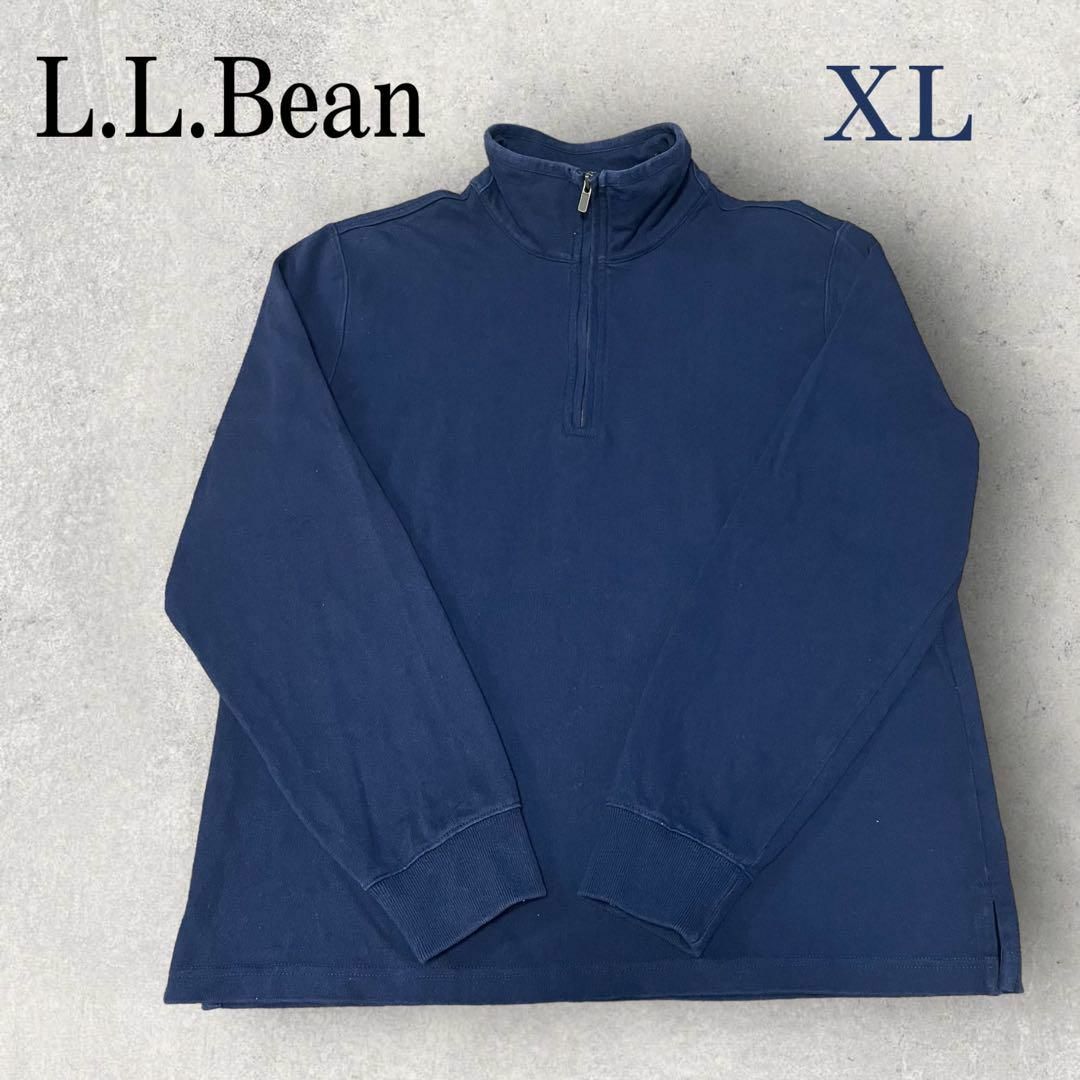 L.L.Bean(エルエルビーン)の美品 L.L.Bean ハーフジップ スウェット XL ネイビー 紺 メンズのトップス(スウェット)の商品写真