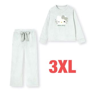 ジーユー(GU)の【3XL】マシュマロフィールラウンジセット(長袖) HELLO KITTY GU(パジャマ)